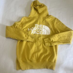 THE NORTH FACE Men's Half Dome Full Zipper Hoodie Rear Logo Yellow Size Small